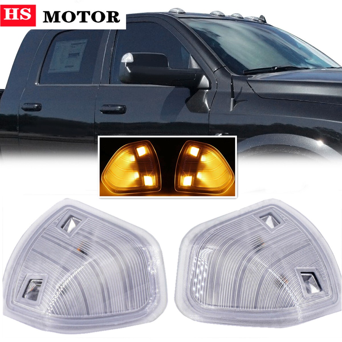 Replacement Turn Signal Light For RAM 1500/2500/3500 Driver Side Tow Mirror - 2010-2018 Models, Left Door Mirror Lamp