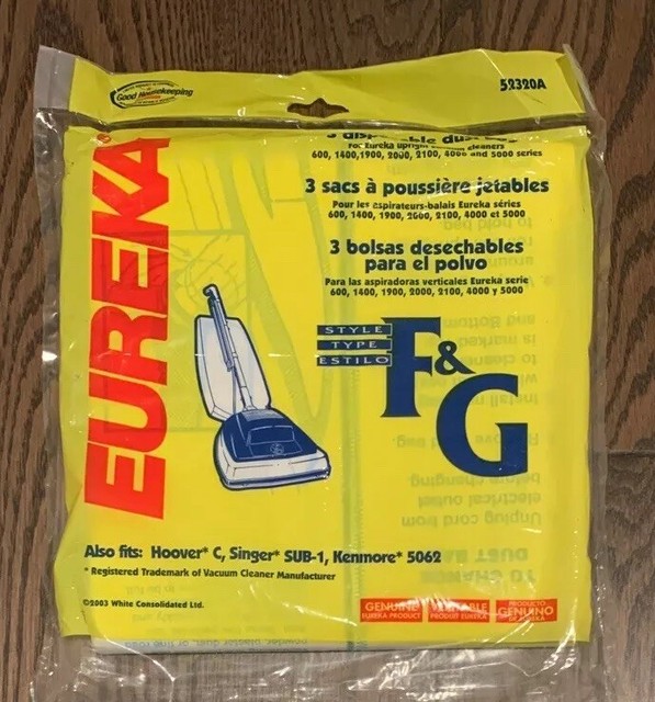 Eureka F & G Vacuum bags (Pack Of 3) Genuine Part 52320A Brand New
