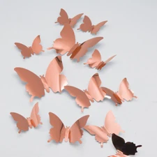 12Pcs/lot 3D Butterfly Mirror Wall Sticker PET Decal Art Removable DIY Party New