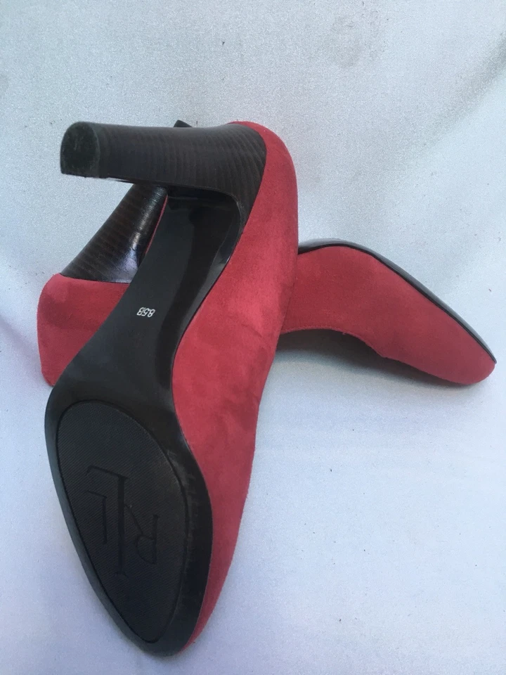Lauren RALPH LAUREN ZAPATOS DE TACÓN DE GAMUZA ROJOS TALLA 8,5 M Foto 2 de 4