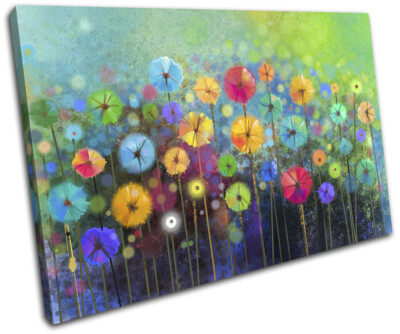 Watercolour Style Flowers Meadow Floral SINGLE Leinwand Kunst Bild drucken