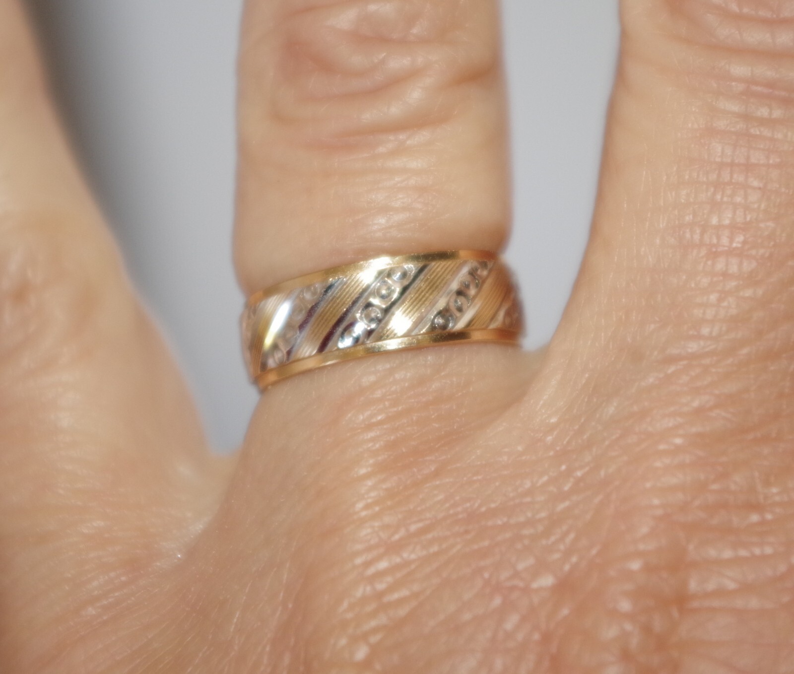 Quality Solid Yellow Gold 10K Thick Two-Tone Diam… - image 16