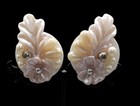 Leaf & Bead Detailing Vintage Unique Faux Pearl & Floral Post Earrings Lucite