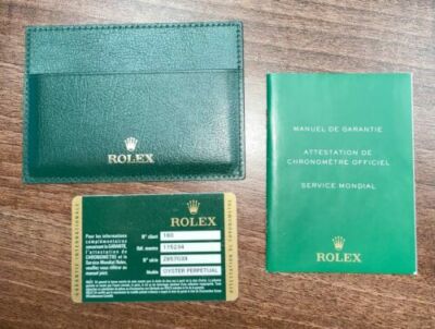 ROLEX 115234 2006 OYSTER PERPETUAL DATE GUARANTEE CARD, MANUAL, HOLDER REF  25 UK