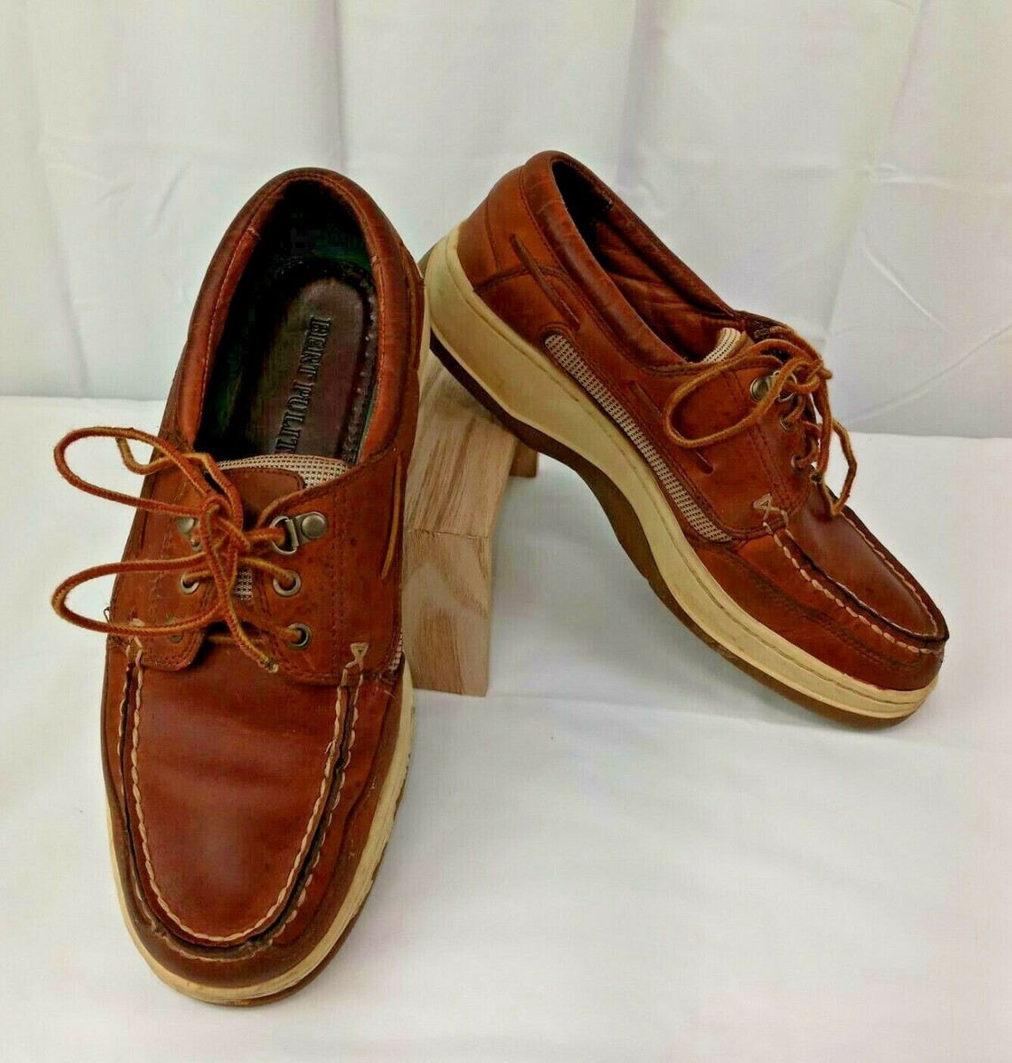 Bert Pulitzer Men's 9.5 M Brown Leather Boat Deck Shoes Top Sider