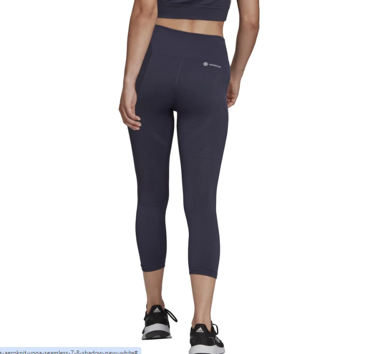 adidas Womens Leggings Blue Large Seamless Aeroknit 7/8 High Rise HE2961 - Image 2 of 4
