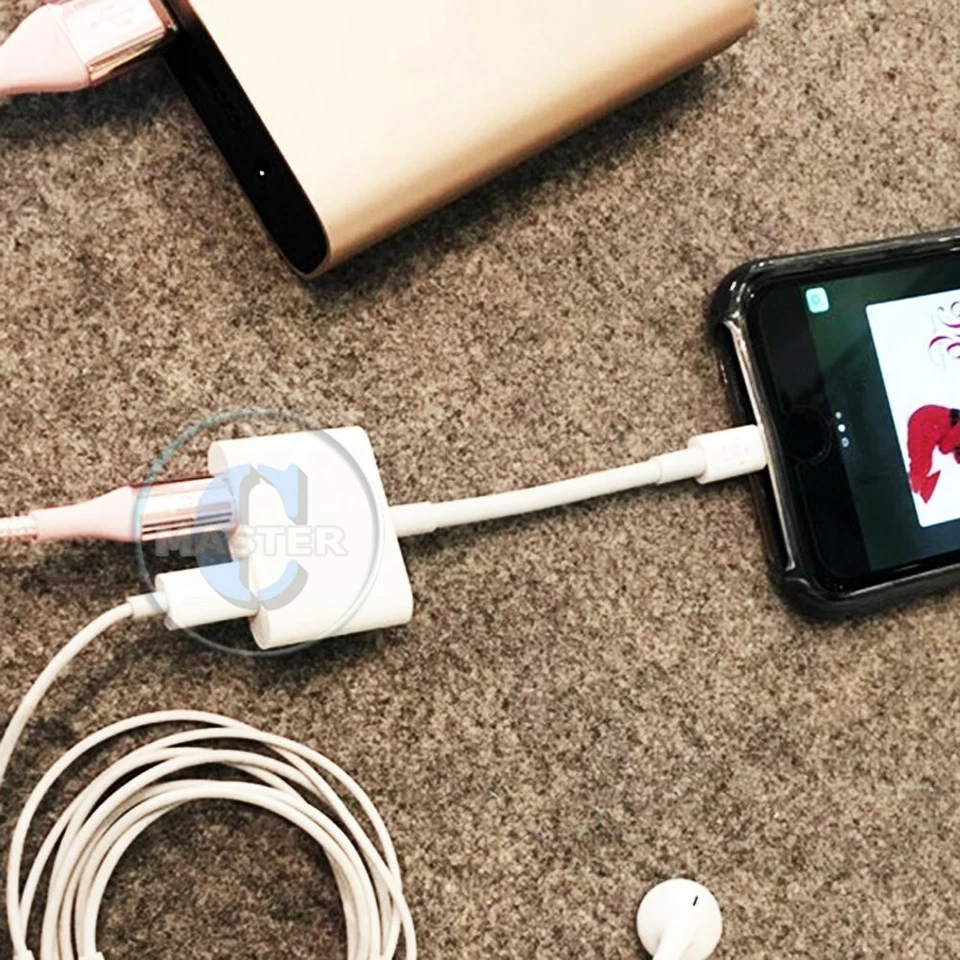 DUO SPLITTER CALL AUDIO & CHARGE CABLE ADAPTER for iPHONE 12 11 PRO XS MAX XR X - Image 4 of 4