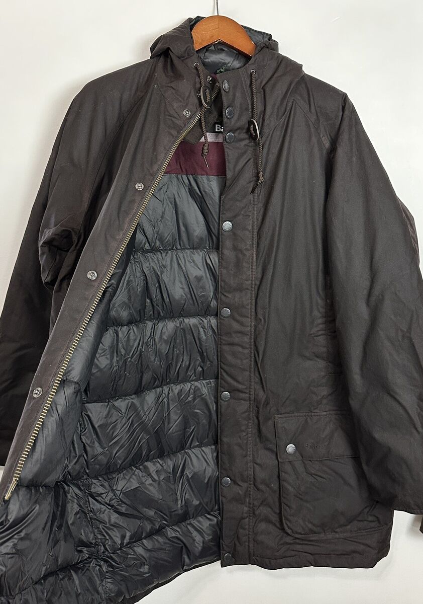 383 Barbour Beaufort Hooded Waxed Cotton Jacket Size L 383 Barbour Beaufort Hooded Waxed Cotton Jacket Size L