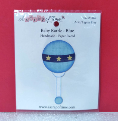 A Scrap of Time BABY RATTLE BLUE Acid/Lignin Free Scrapbooking Crafts