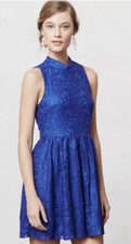 Moulinette Soeurs Anthropologie Lace Harlow Dress Blue Small S Excellent