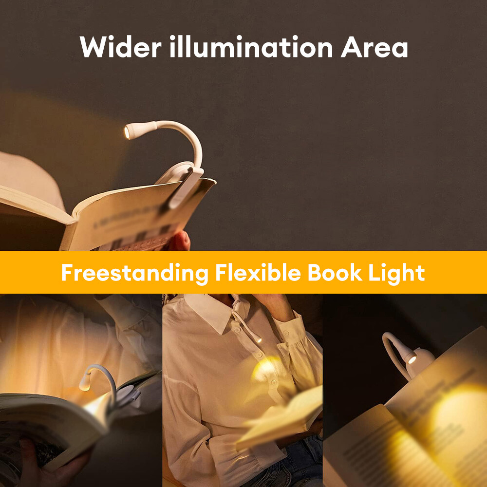 Mini LED Light, Clip On Lamp Reading Book/Desk/Travel Light, USB Rechargeable US