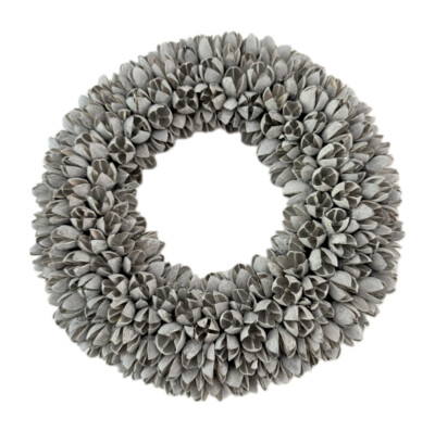 Naturkranz Dekokranz aus Bakuli Früchten hell grau 30 cm