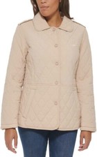 NWT Tommy Hilfiger Womens Diamond Quilted Winter Coat Size M Tan 180 1D112