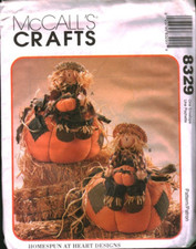 8329 Vintage McCalls SEWING Pattern Stuffed Pumpkin Scarecrow Homespun Harvest
