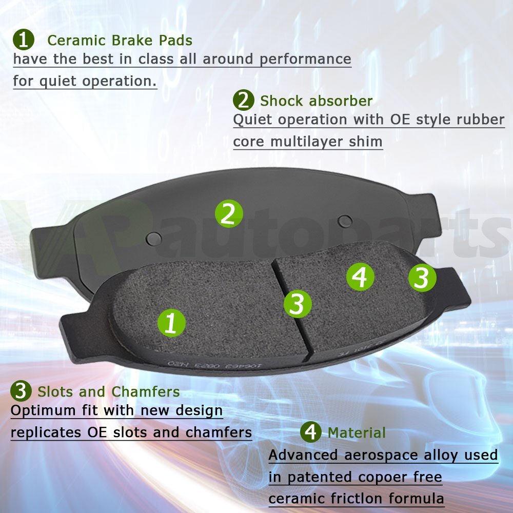 Front & Rear Ceramic Brake Pads for Ford Fusion Lincoln MKZ Zephyr