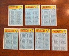 1966 Topps Baseball - Complete set of 7 unmarked Checklists - Rare Find