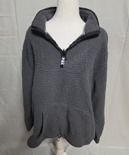PINK Gray Fleece 1/4 Zip Collared Pullover Sweatshirt L Logo