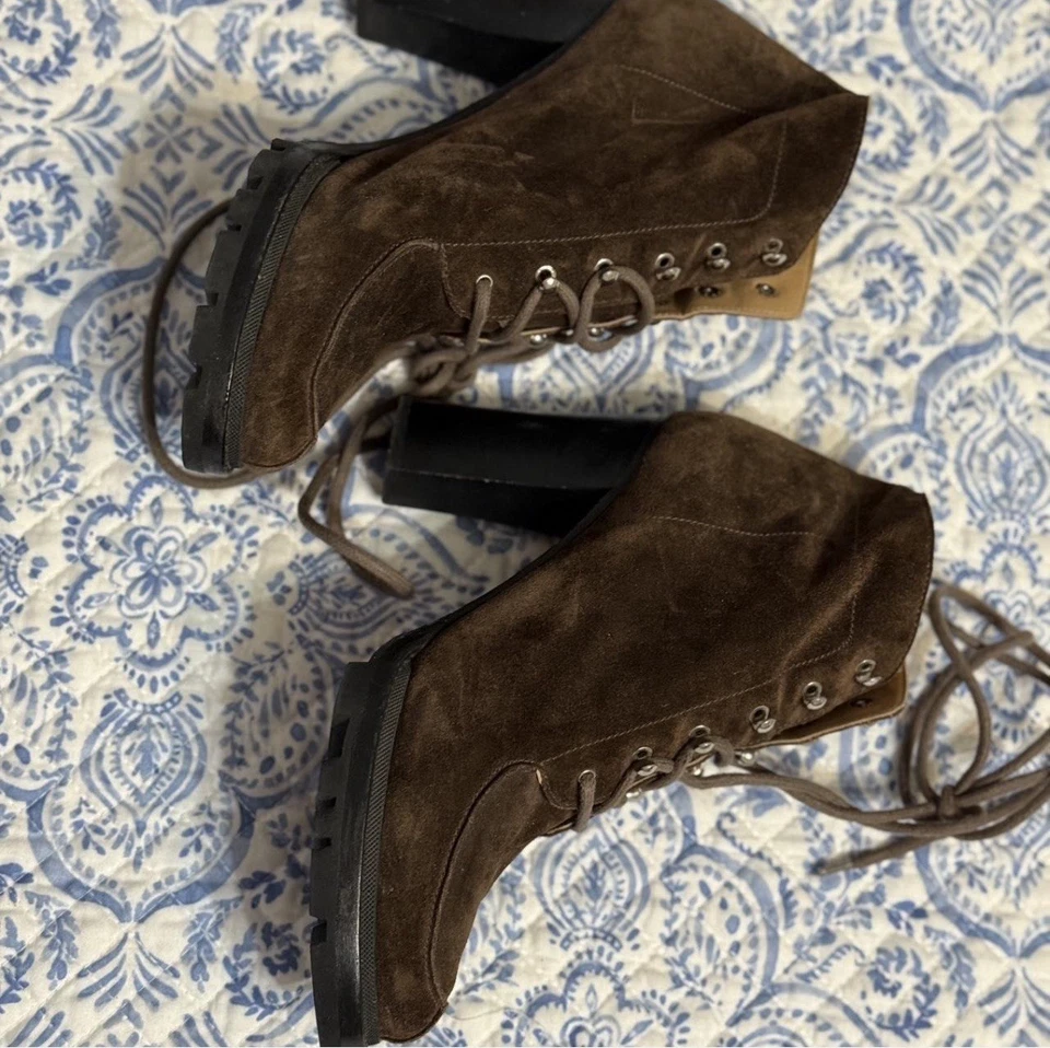 Botines Jill Sander Gamuza Marrón Chocolate Tacón Talla 36 1/2 Hechos en Italia Foto 2 de 4