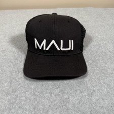 Maui Hat Cap Snap Back Black Mesh Trucker Embroidered Hawaii Aloha Mens