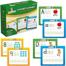 Dry Erase Number  Alphabet Flashcards for Kids Ages 3-5, 10 Numbers  26 Visual