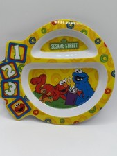 Sesame Street 123 Divided Plate Elmo Cookie Monster Melamine Kids Dish