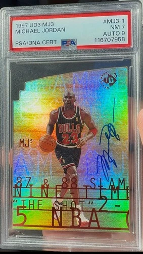 1997 Upper Deck UD3 MJ3 Michael Jordan 1/1 ON CARD AUTO PSA 7 9 Only One! #MJ3-1