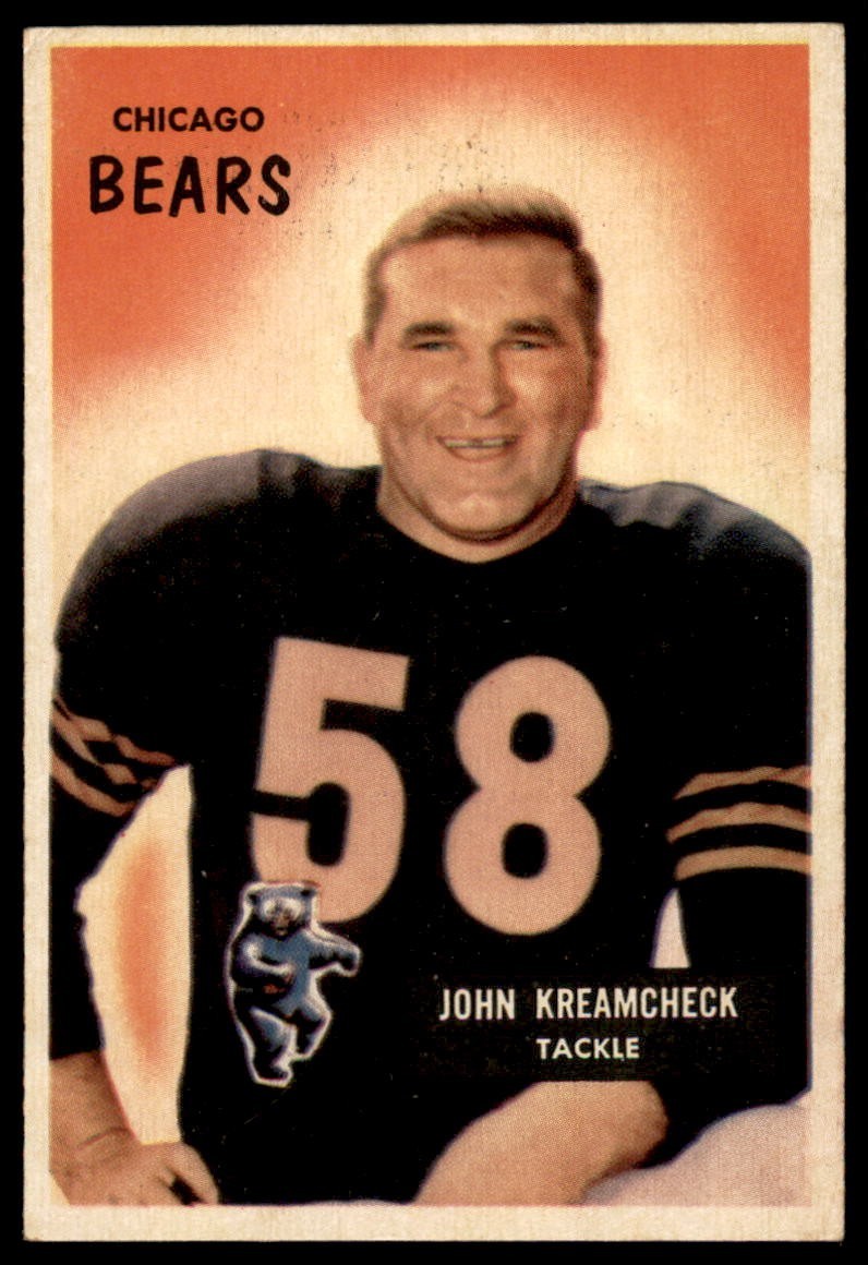 1955 Bowman #76 JOHN KREAMCHECK  Chicago Bears  VGEX (Faint Wrinkle mid)