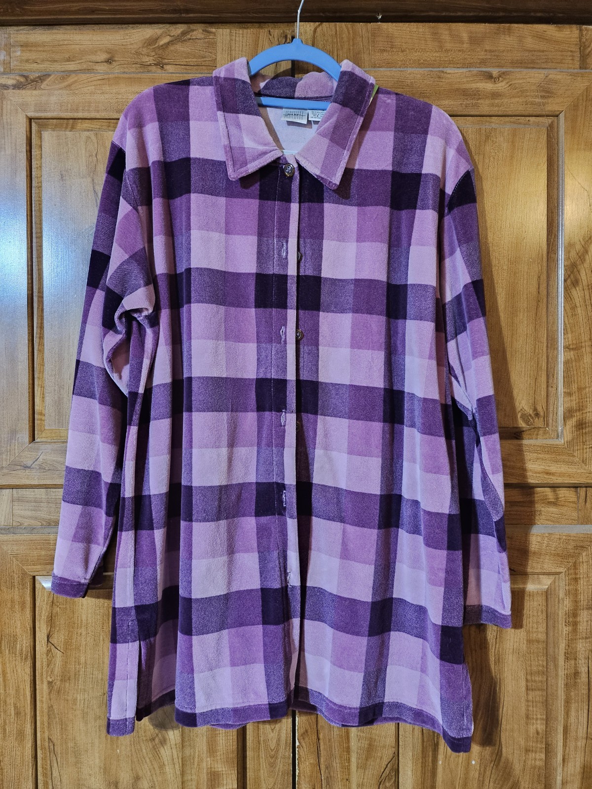 Jason Maxwell Medium Velour Shacket Button Up Shi… - image 1