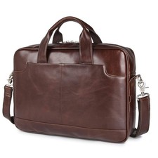 Leather Laptop Briefcase Bag for Men, 16 Inch, Coffee, Executive