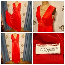Vintage VAN RAALTE Red GODDESS Nightgown Lace Front Full Sweep M Coquette
