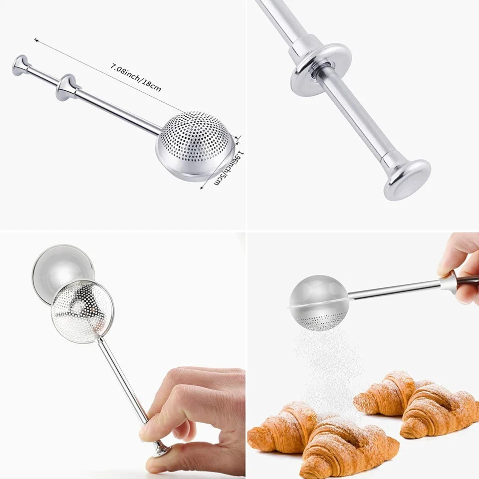 Flour Duster For Baking Stainless Steel Powdered Sugar Shaker Dust Tool Sifter*