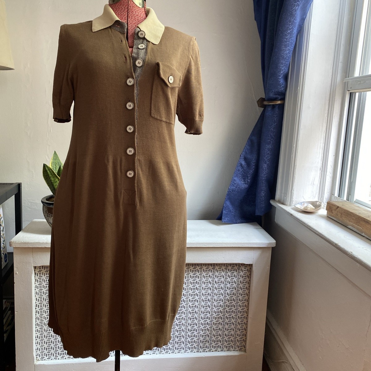 brown dress size 14 Womens Next Chocolate Brown Jersey Waisted Summer Dress US 16