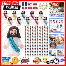 100 Pcs Little Jesus Figures Jesus Loves You Design Pocket Rubber Toys Littl...