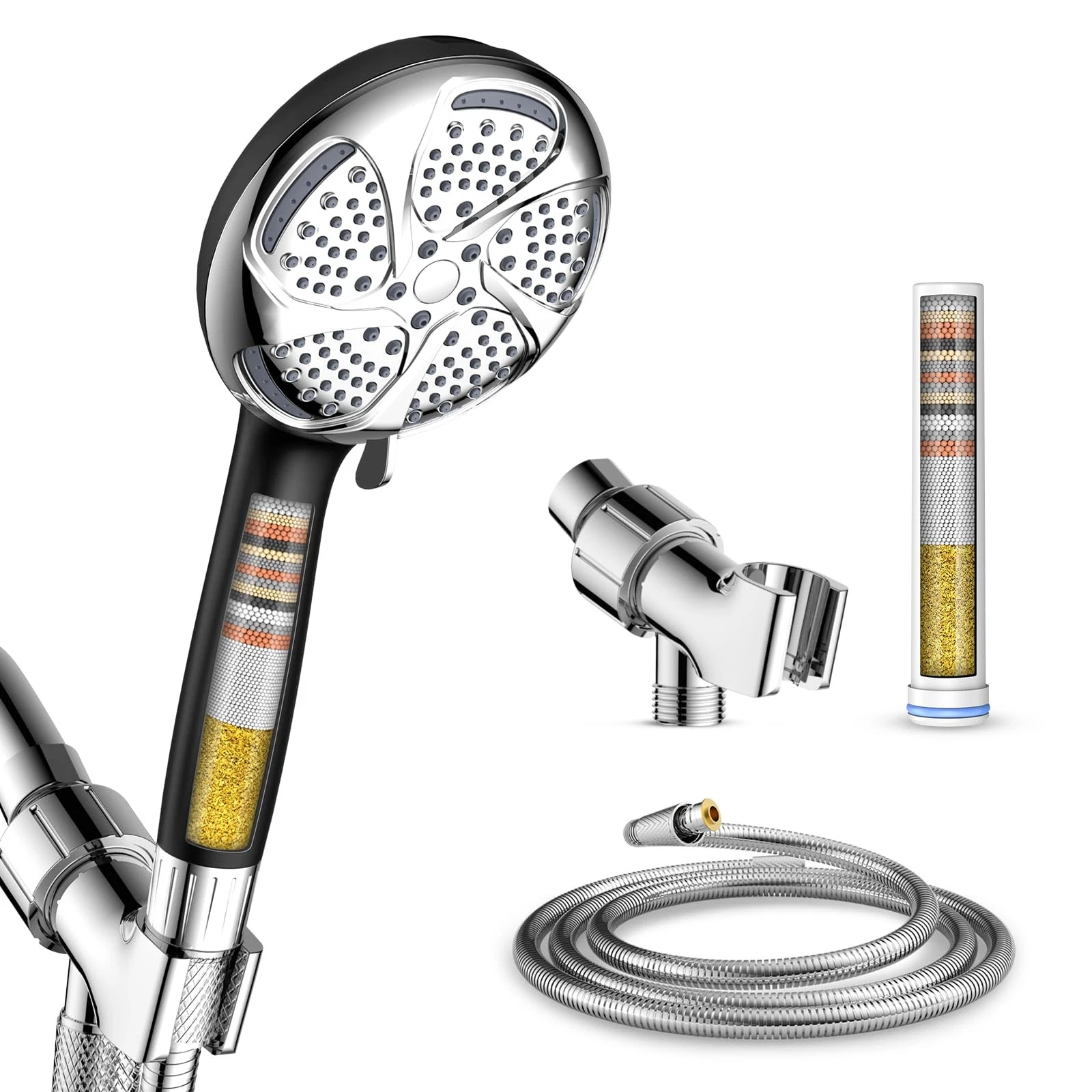 Filtered Shower Head with Handheld, High Pressure 7 Mode, Anti-clog Nozzles, ...