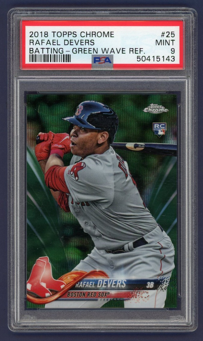 2018 Topps Chrome Rafael Devers Green Wave Refractor 94/99 PSA 9 Boston Red Sox