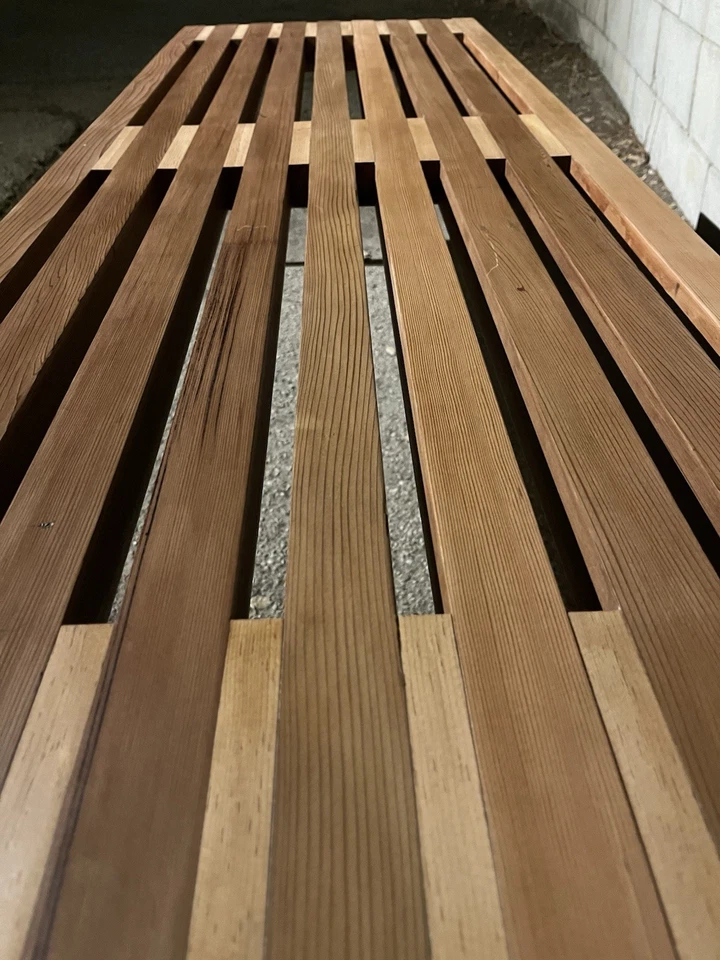 VTG - 1957 Mid Century - Cedar Slat Bench - Restored - Image 4 of 4