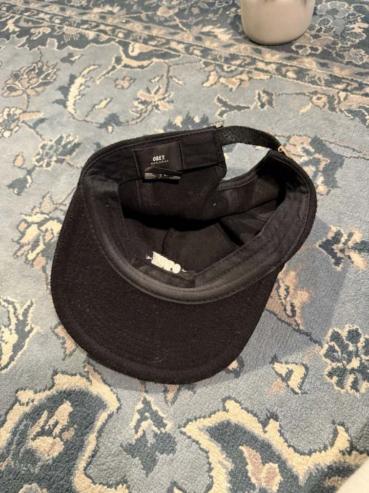 Sombrero ajustable vintage OBEY Worldwide mezcla de lana negro talla única ¡¡Excelente!!! Foto 2 de 3