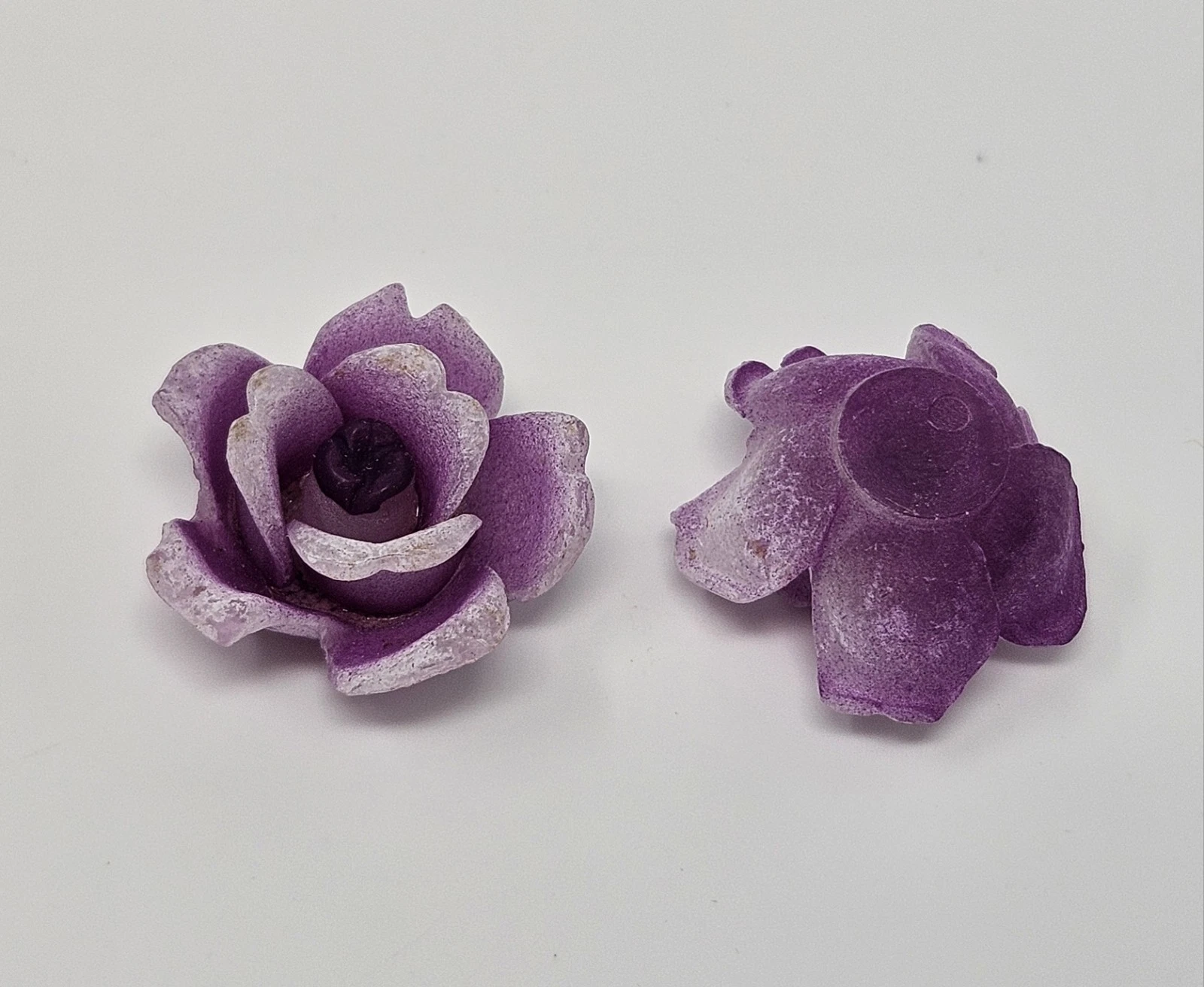 20 pcs Purple Frosted Plastic Rose Flower 3D Cabochons Jewelry Crafts Vintage image 2