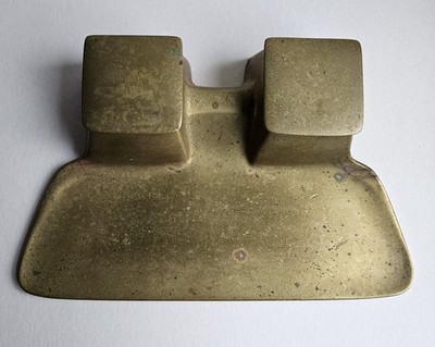 Vintage Messing Doppel Tintenfass Schreibtisch Ständer Klappdeckel Stiftablage Schreibset
