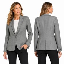 Classiques Entier 100 Wool One Button Blazer Jacket Career Gray Women Size 8