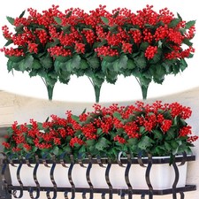 12 Pcs Christmas Artificial Flowers Artificial Poinsettia Flowers Bushes Holl...