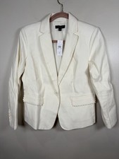 Ann Taylor BLAZER JACKET Size 6 White Scallop Detail Corporate Interview NWT