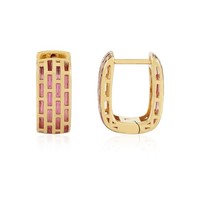Cavill Ohrringe Damen 925 Silber Vergoldet Rosa Edelstein Rechteckig 16Mm