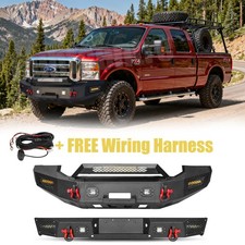 For 2005-2007 Ford F250 F350 F450 F550 Steel Front Rear Bumper w/Winch & Lights