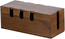 Large Cable Management Box Wooden Cord Hider Desk Organizer Power Strip Cord