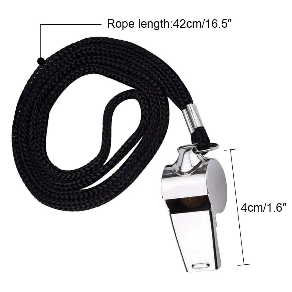 Whistle Referee Football Sports Metal Silver Rope Keyring School Rugby (Pack 2) - Image 4 of 4