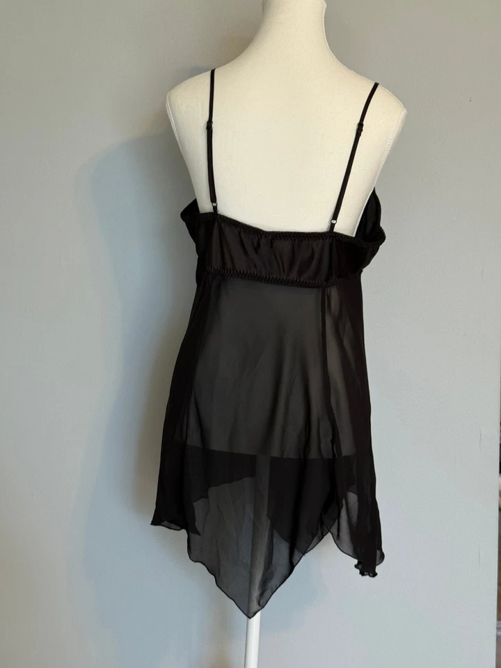 VESTIDO SIN MANGAS LENCERÍA MUJER CATO. TALLA: L NEGRO TRANSPARENTE ADJ. CORREAS ESPAGUETI Foto 3 de 3