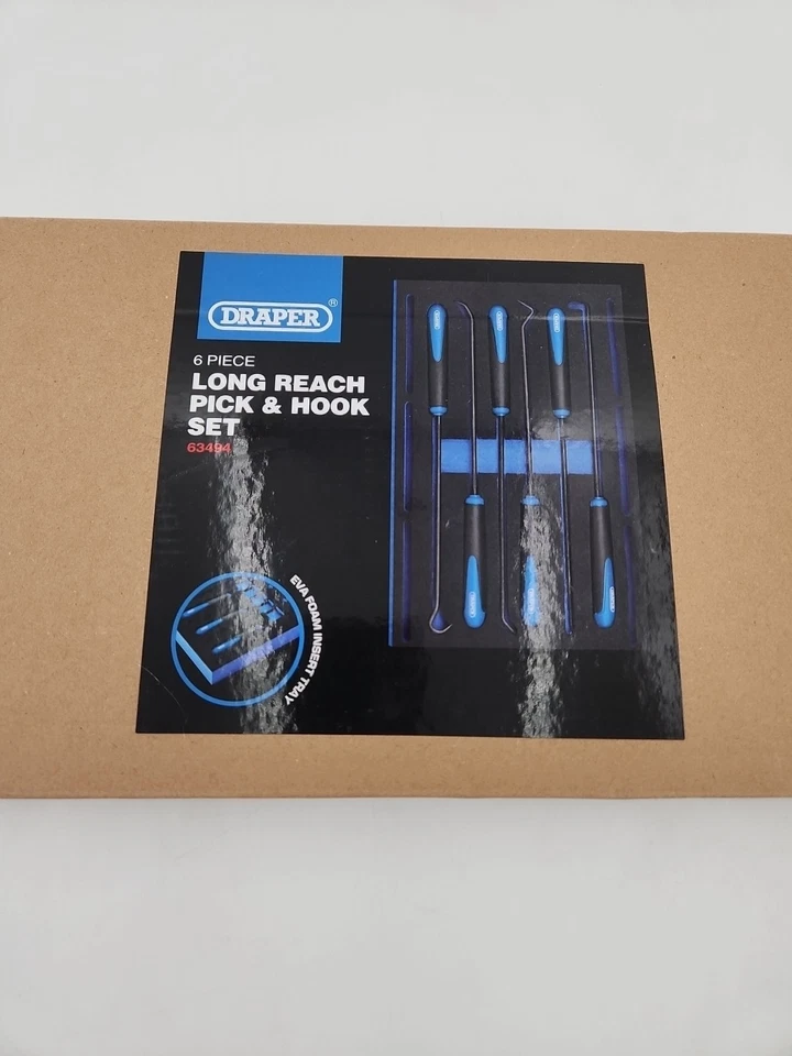 Draper 6 Piece Long Reach Hook and Pick Set in Eva Insert Tray 63494 Sealed - Image 2 of 4