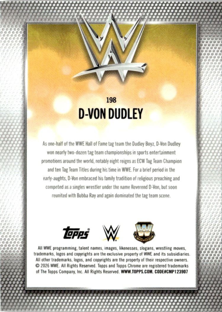 2026 Topps Chrome WWE D-Von Dudley Legend #198 | eBay