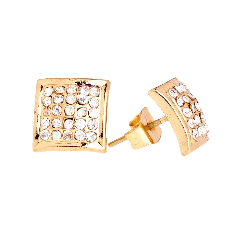 Gold Bling Iced Out Ohrstecker - SQUARE 10mm 1890₽